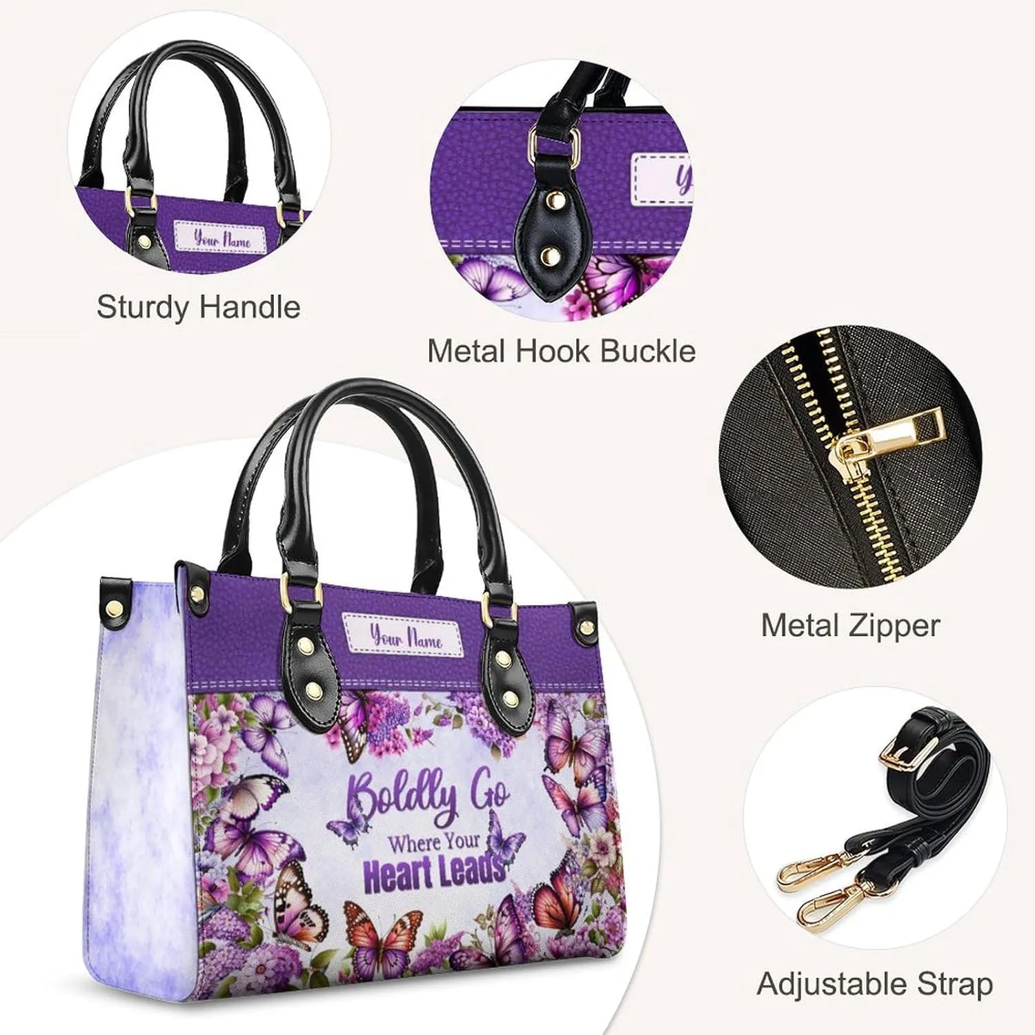 Leather Handbag for Women, Flower Tote Bags Crossbody Bag, Shoulder Purses for Daily & Travel, Gifts for Mom
