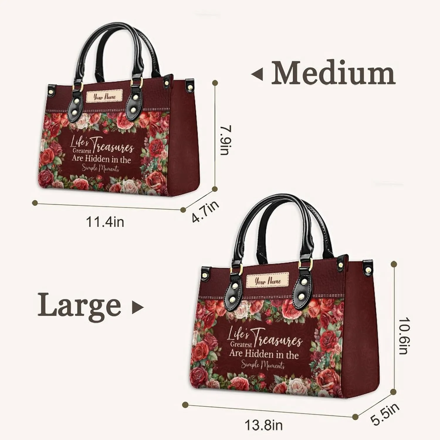 Leather Handbag for Women, Flower Tote Bags Crossbody Bag, Shoulder Purses for Daily & Travel, Gifts for Mom