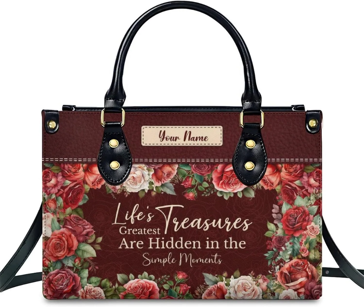Leather Handbag for Women, Flower Tote Bags Crossbody Bag, Shoulder Purses for Daily & Travel, Gifts for Mom