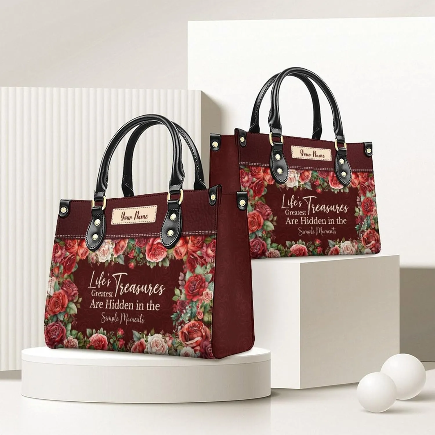 Leather Handbag for Women, Flower Tote Bags Crossbody Bag, Shoulder Purses for Daily & Travel, Gifts for Mom