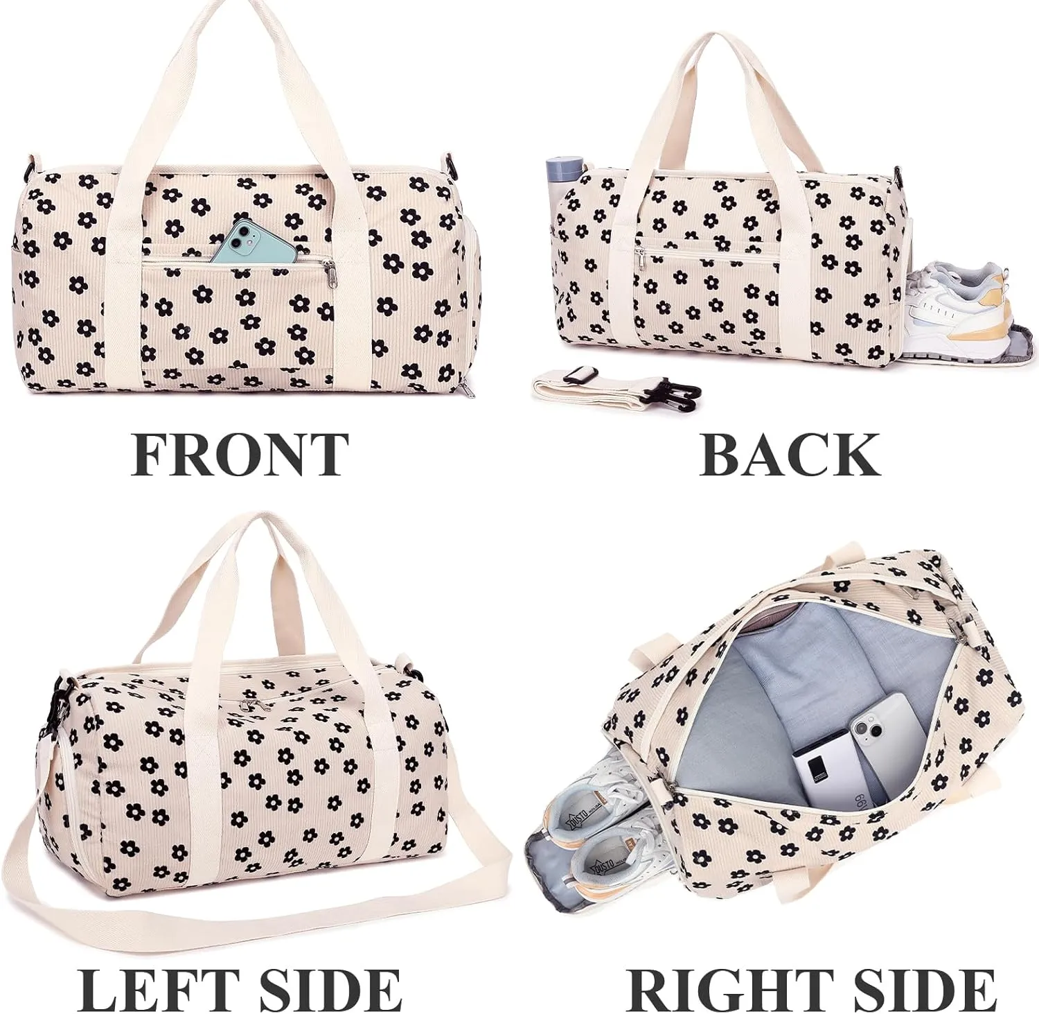 LEDAOU Gym Bag Duffle Women Dance Bags with Wet Pocket Overnight Bag with Waterproof Shoe Pouch for Girls Kids Travel Foldable Bag
