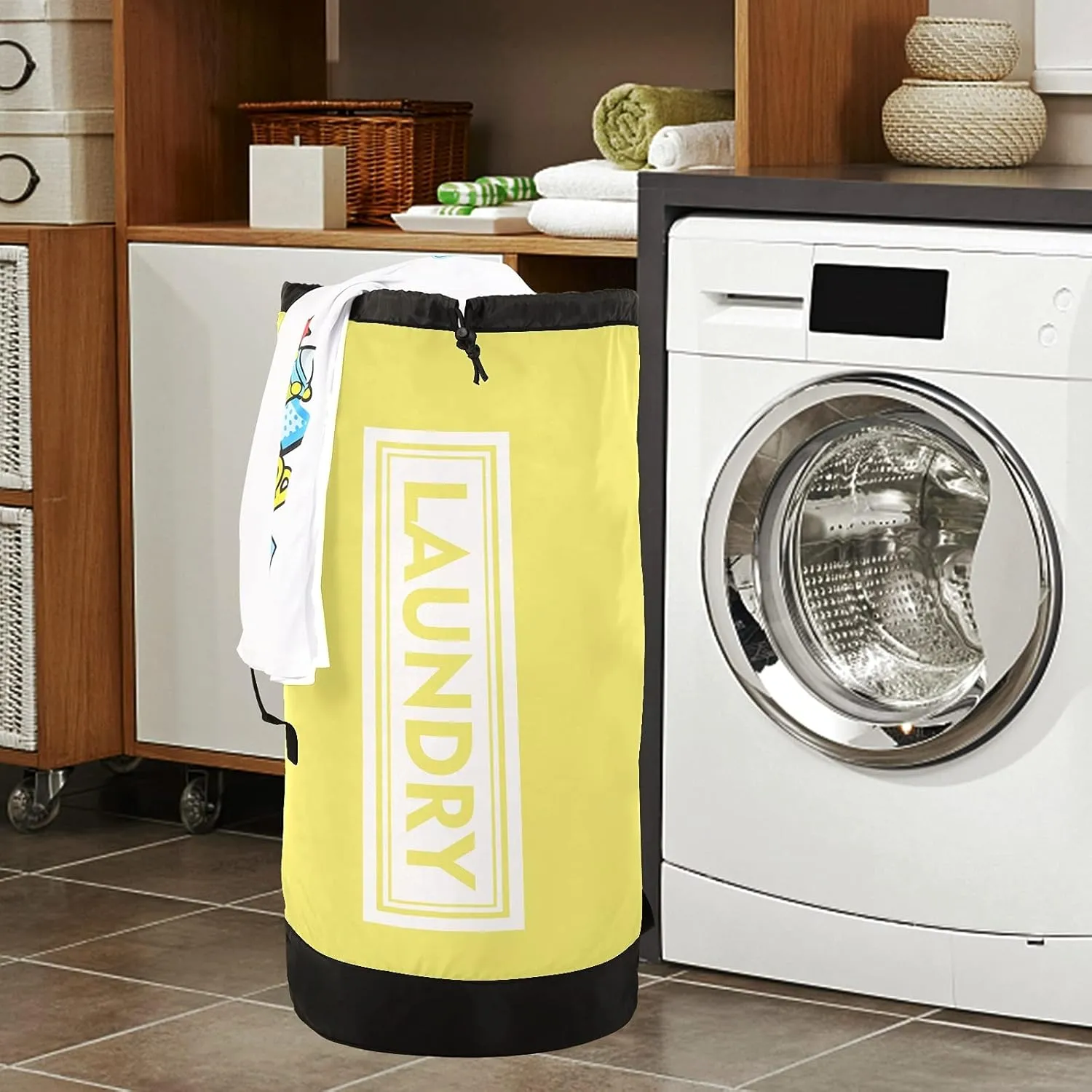 Lemon Yellow Laundry Backpack Large Heavy Duty Laundry Bag for College Students Laundry bag with Shoulder Straps for Camp Traveling Waterproof Rainbow color (One color a day, good mood every day)