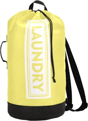 Lemon Yellow Laundry Backpack Large Heavy Duty Laundry Bag for College Students Laundry bag with Shoulder Straps for Camp Traveling Waterproof Rainbow color (One color a day, good mood every day)
