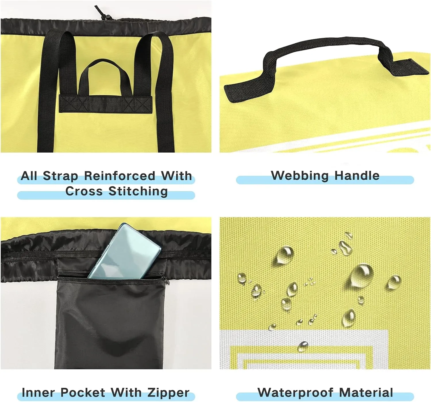 Lemon Yellow Laundry Backpack Large Heavy Duty Laundry Bag for College Students Laundry bag with Shoulder Straps for Camp Traveling Waterproof Rainbow color (One color a day, good mood every day)