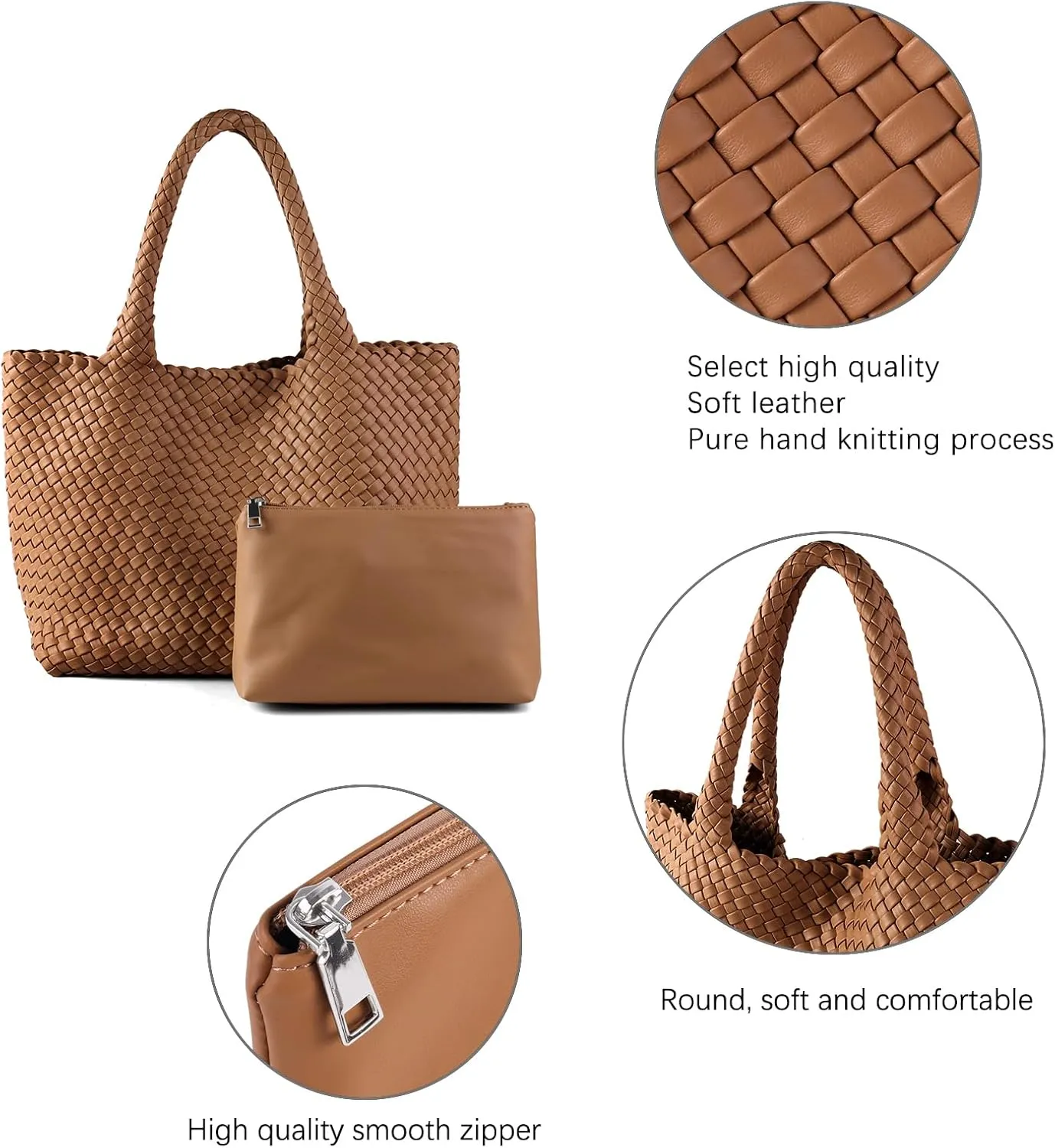 LEMONEYE Women's PU Hand woven Handbag Shoulder Bag Fashion Belt Wallet Suitable for Work Shopping Travel Daily