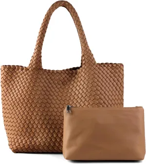 LEMONEYE Women's PU Hand woven Handbag Shoulder Bag Fashion Belt Wallet Suitable for Work Shopping Travel Daily