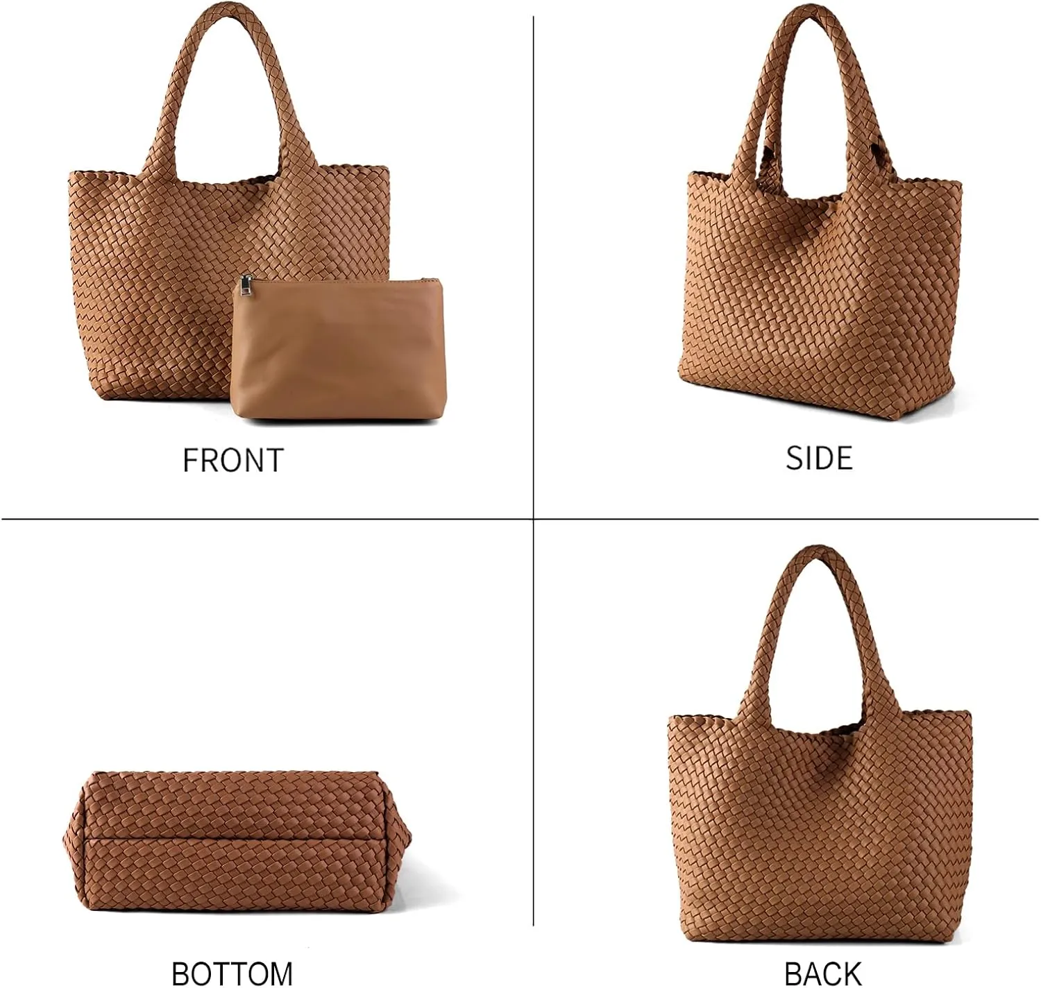 LEMONEYE Women's PU Hand woven Handbag Shoulder Bag Fashion Belt Wallet Suitable for Work Shopping Travel Daily