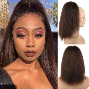 LEOSA Ponytail Extension 14 inch Yaki Straight Drawstring Ponytails for Black Women Short Natural Brown Kinky Straight Drawstring Ponytail Hair Extensions Fluffy Thick Synthetic Clip on Ponytails