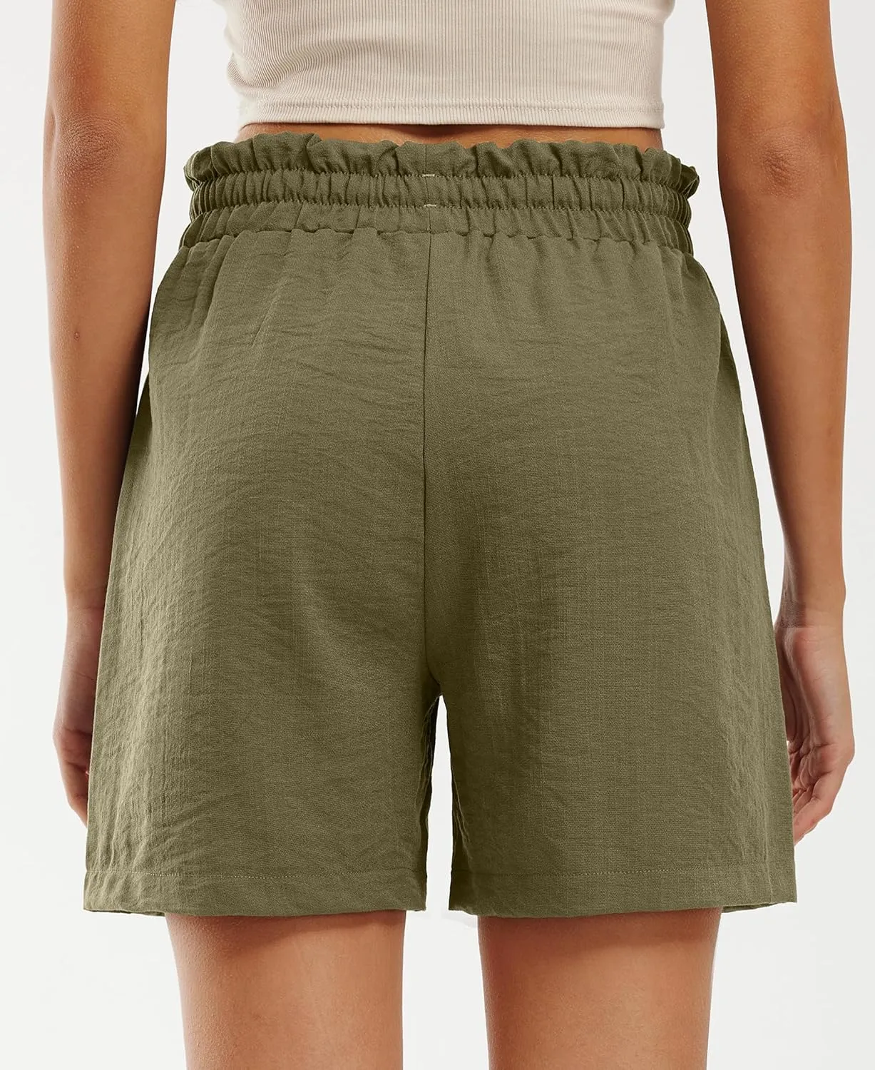 Libin Shorts for Women Linen Shorts High Waisted Lightweight Casual Summer Drawstring Beach Vacation Outfit