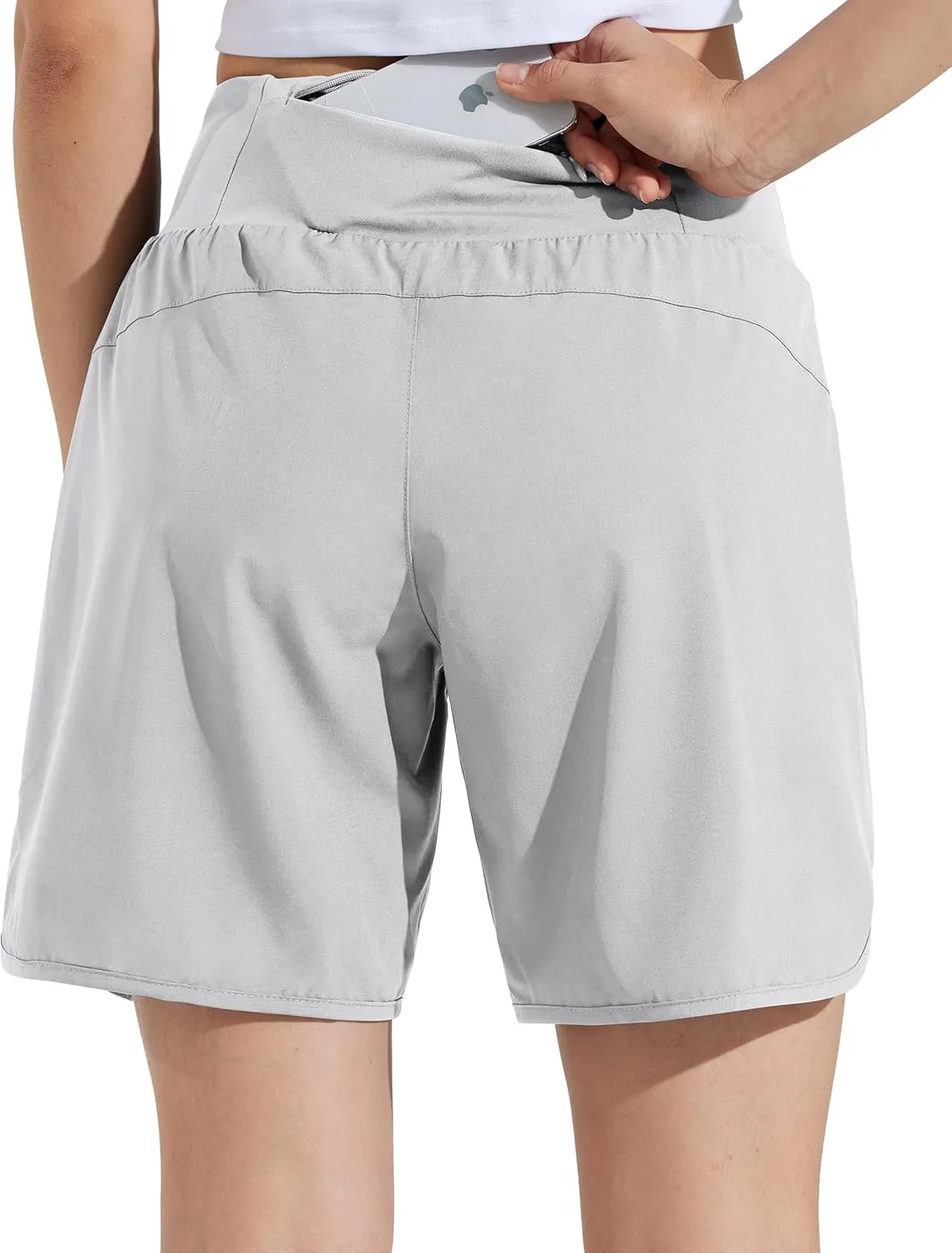 Libin Women's 7" Athletic Running Long Shorts with Liner High Waist Quick Dry Gym Workout Sports Shorts with Zipper Pocketss