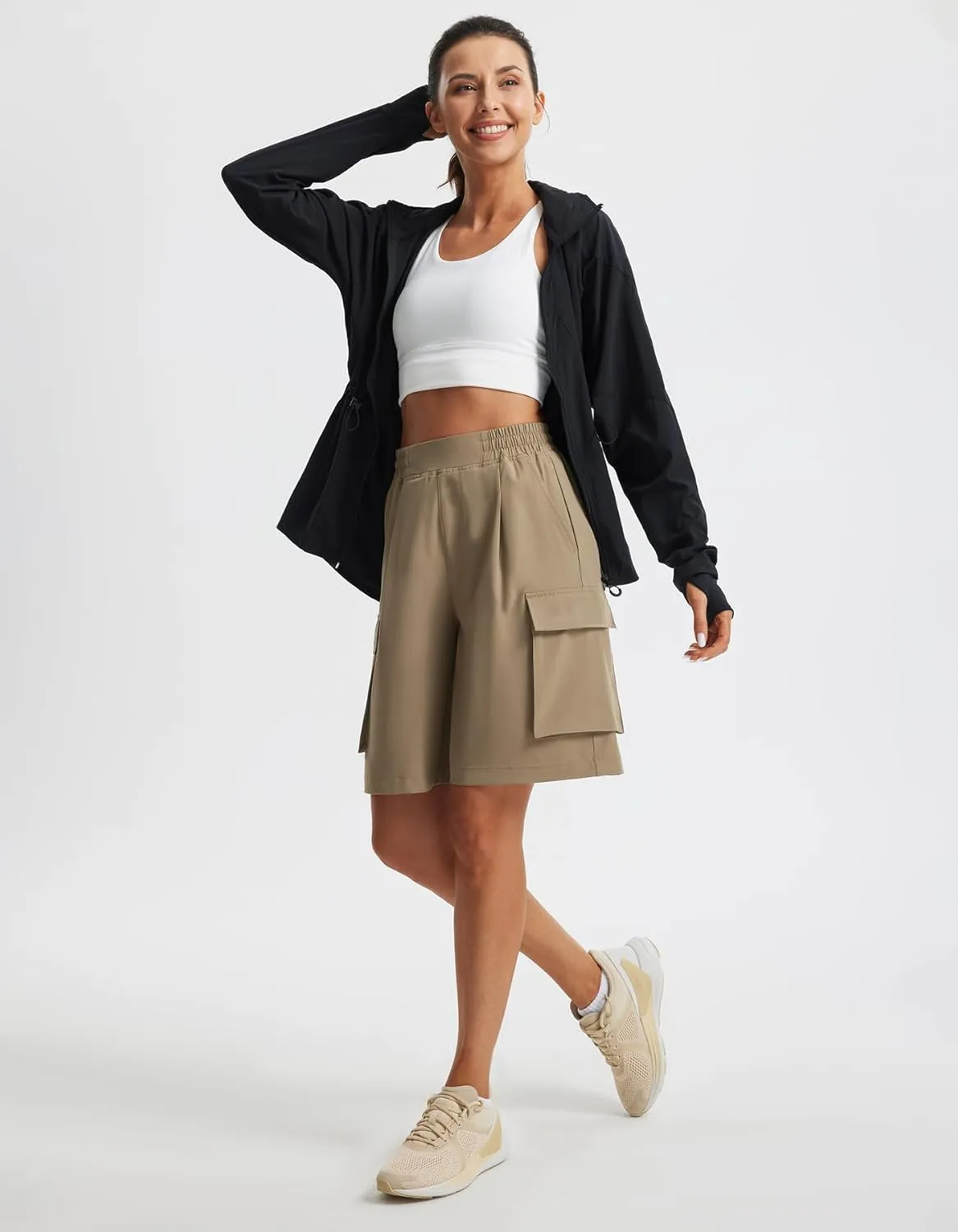 Libin Women's Hiking Cargo Shorts Wide Leg Bermuda Shorts Knee Length Lightweight Quick Dry Casual Short for Summer Travel