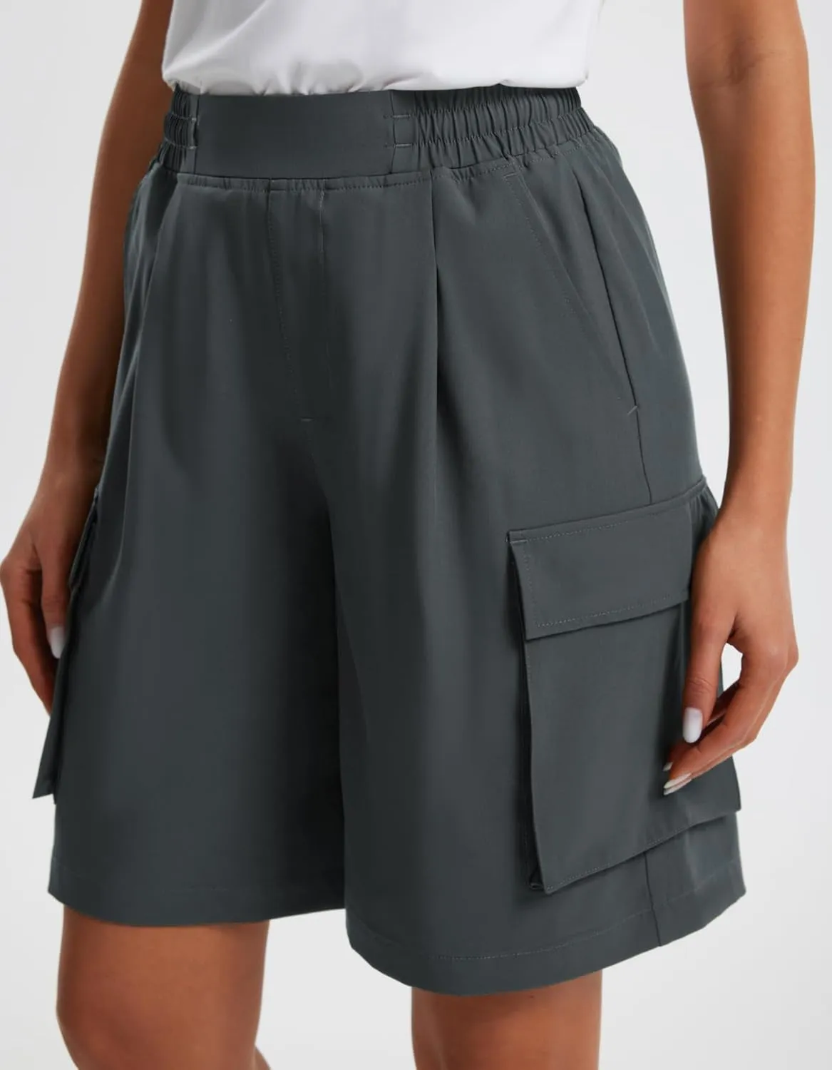 Libin Women's Hiking Cargo Shorts Wide Leg Bermuda Shorts Knee Length Lightweight Quick Dry Casual Short for Summer Travel