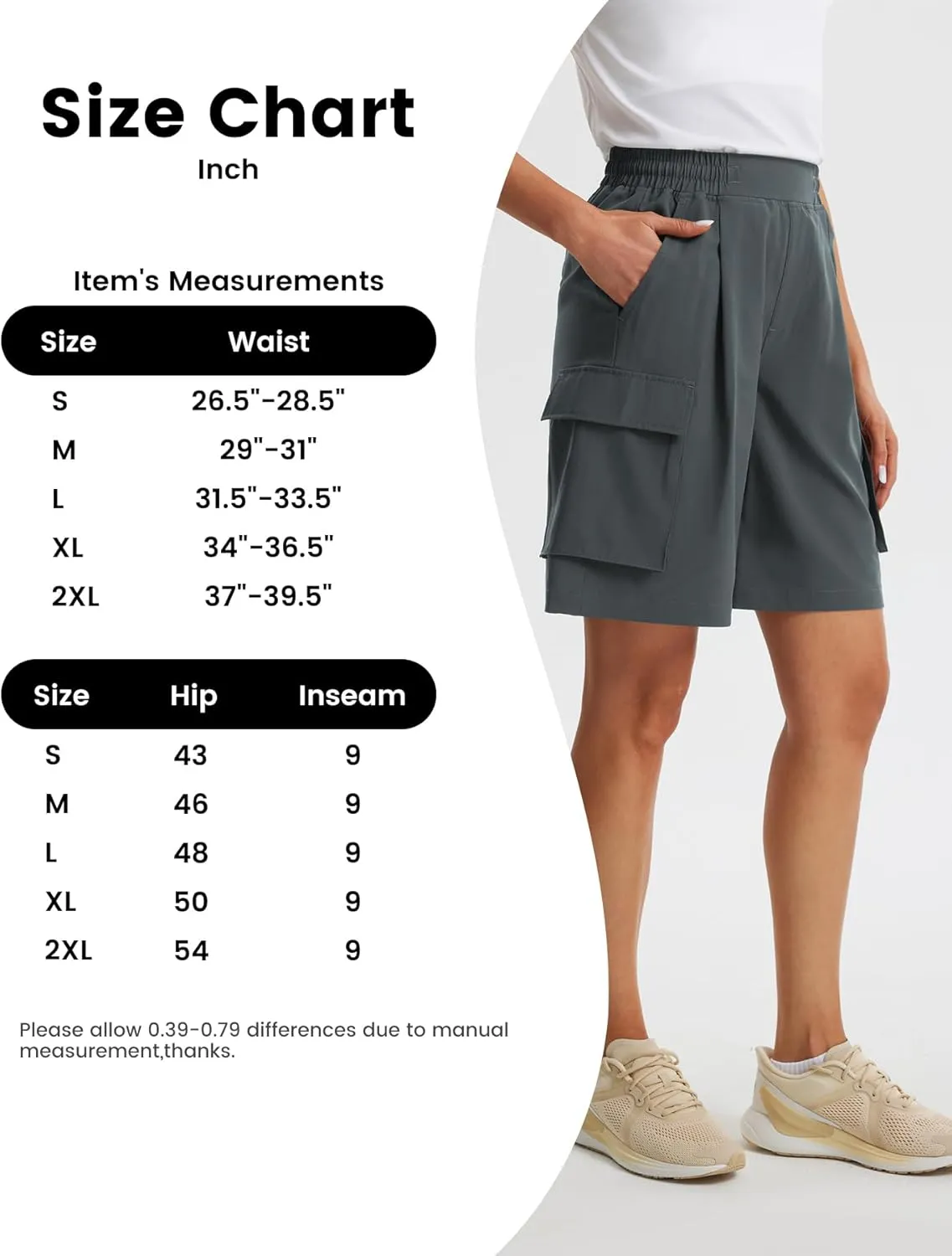 Libin Women's Hiking Cargo Shorts Wide Leg Bermuda Shorts Knee Length Lightweight Quick Dry Casual Short for Summer Travel