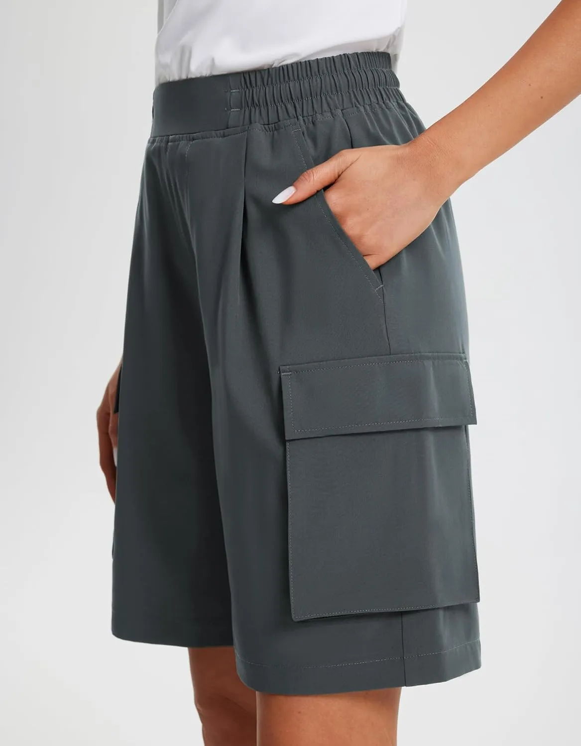 Libin Women's Hiking Cargo Shorts Wide Leg Bermuda Shorts Knee Length Lightweight Quick Dry Casual Short for Summer Travel