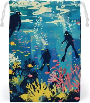 Life Sea Diver Drawstring Bag Portable Storage Bags Small Pouch for Sports Travel 20 * 25cm