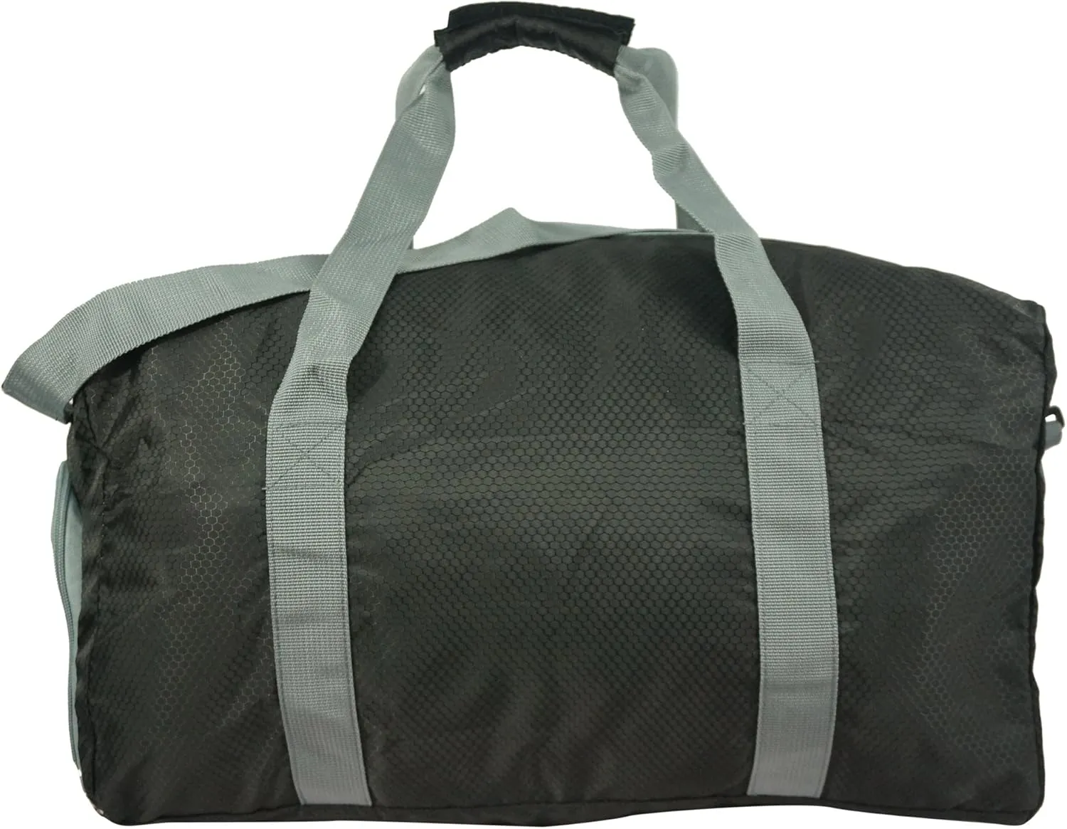 Light Weight Travel Duffel Foldable Heavy Duty Ripstop Sport Tote Gym Bag w/Shoe Pocket Black/Grey Large