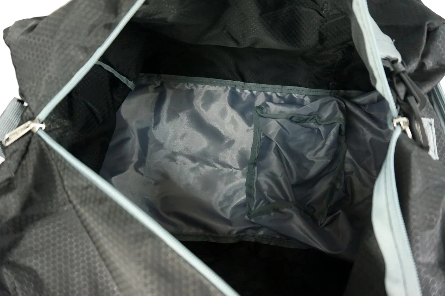 Light Weight Travel Duffel Foldable Heavy Duty Ripstop Sport Tote Gym Bag w/Shoe Pocket Black/Grey Large