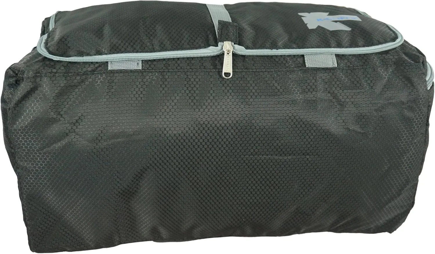 Light Weight Travel Duffel Foldable Heavy Duty Ripstop Sport Tote Gym Bag w/Shoe Pocket Black/Grey Large