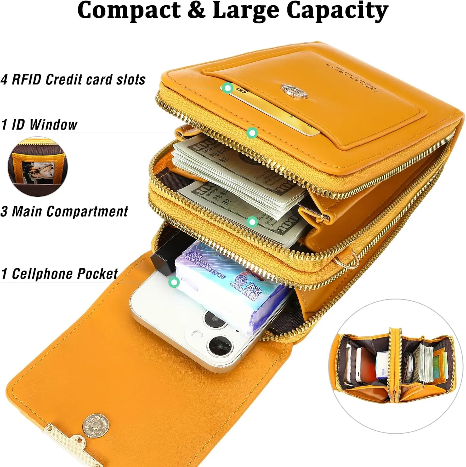 Lightweight Small Crossbody Bags for Women Vegan Leather Cell Phone Purses with Adjustable Strap and Card Slots