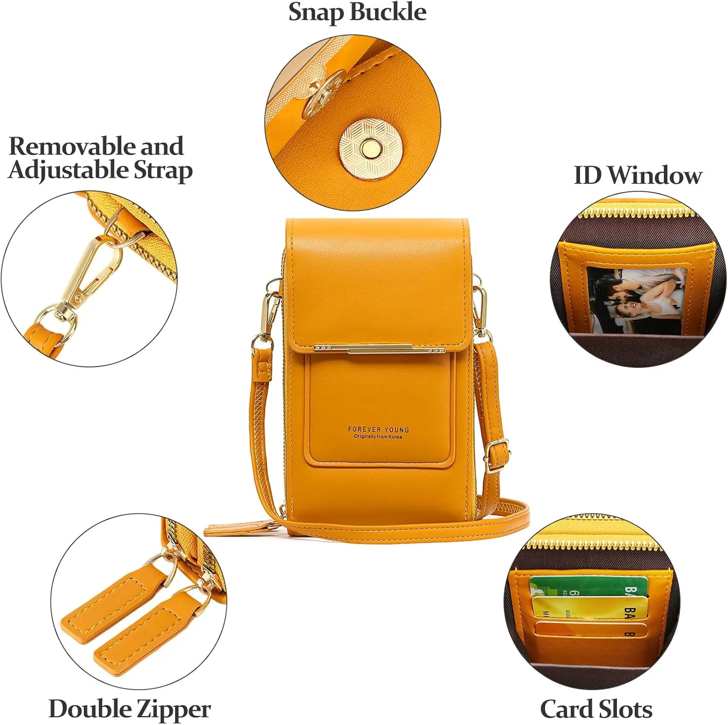 Lightweight Small Crossbody Bags for Women Vegan Leather Cell Phone Purses with Adjustable Strap and Card Slots