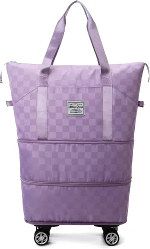 lilaBelle]【Carry-On Luggage with Wheels Unisex Oxford Cloth Travel Bag, 36L-55L Rolling Trolley Suitcase Alternative, Heavy-Duty Zippers & Reinforced Handles for Seamless Transit, Holiday & Commute E