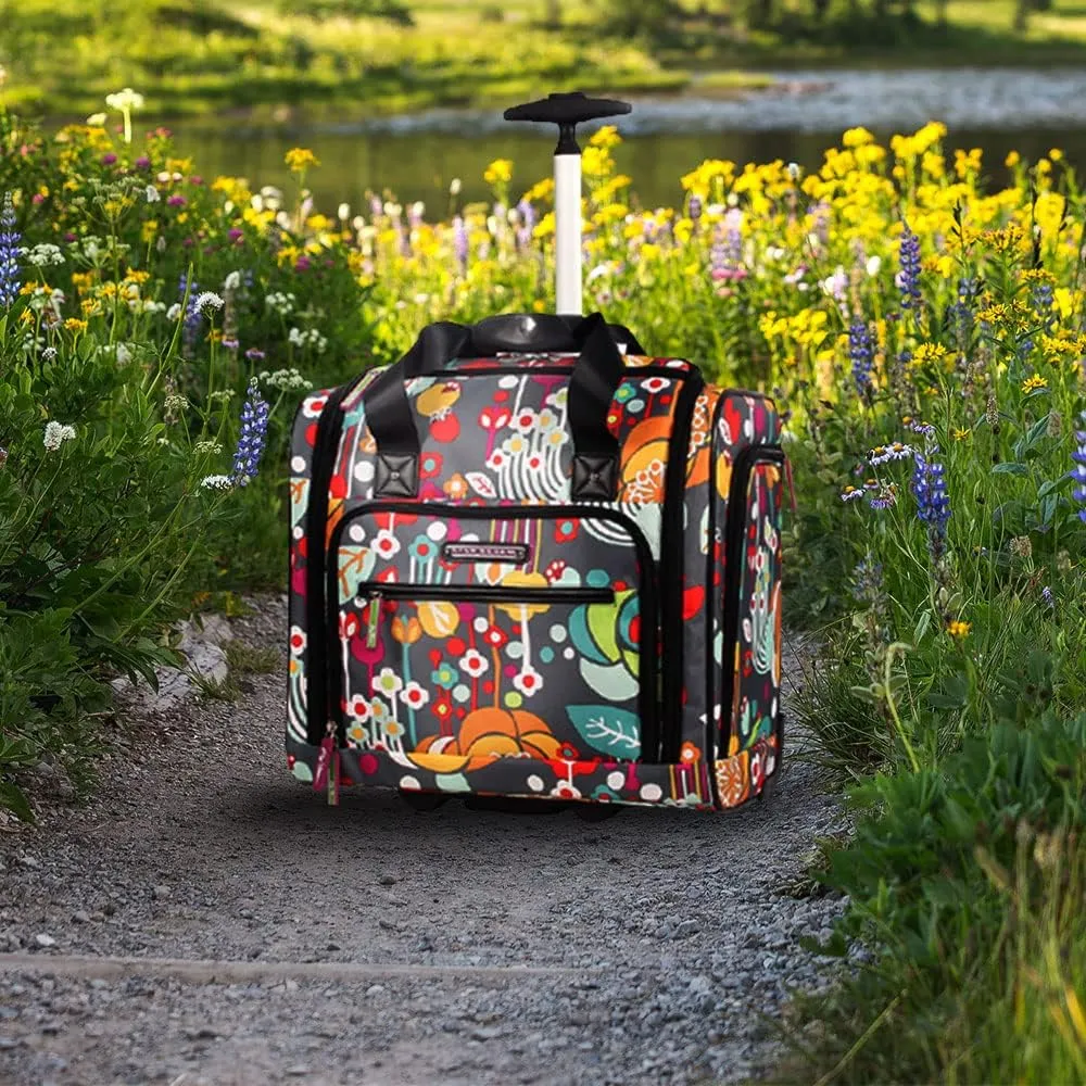 Lily Bloom Designer 15 Inch Carry On - Weekender Overnight Business Travel Luggage - Lightweight 2- Rolling Wheels Suitcase - Under Seat Rolling Bag for Women (Bliss)
