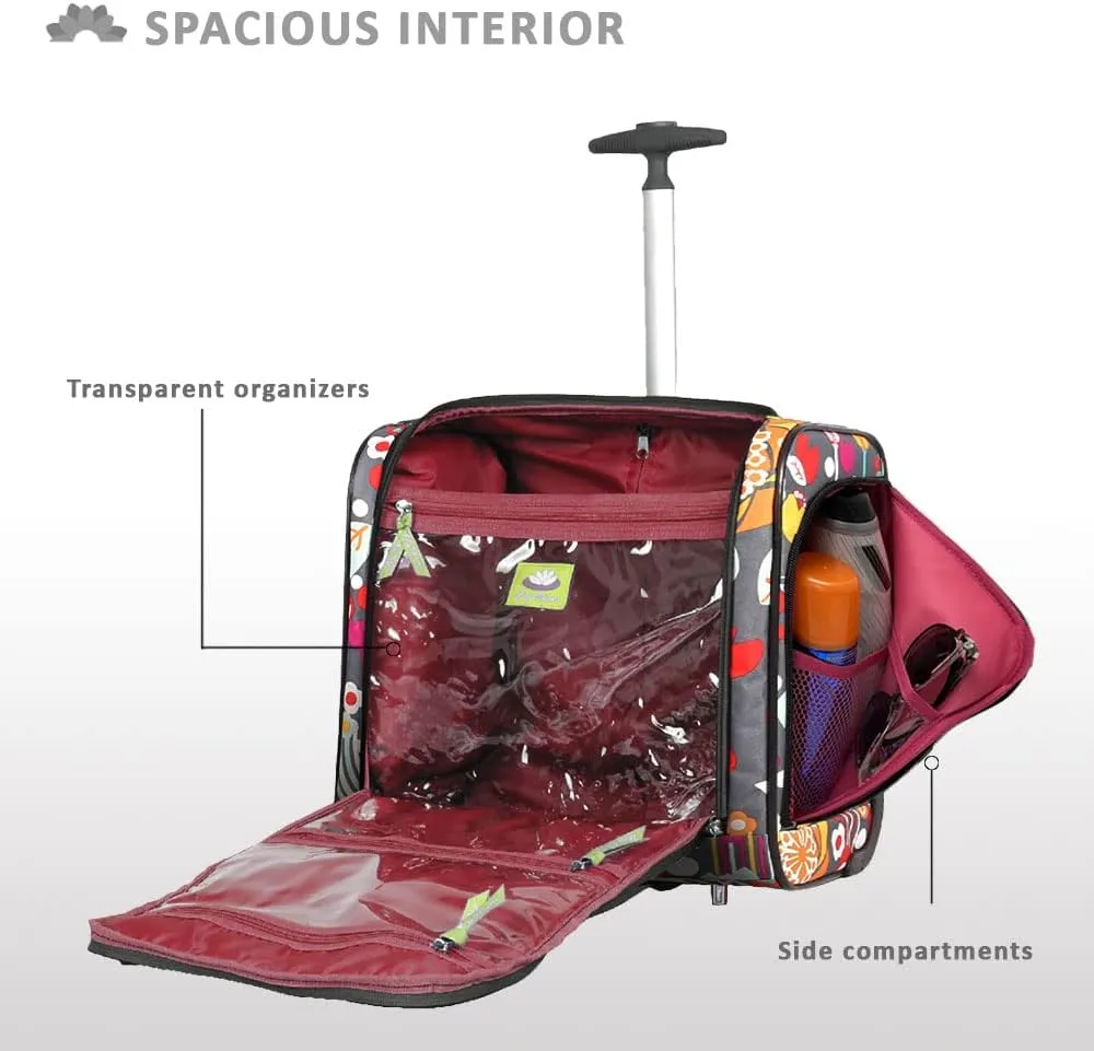 Lily Bloom Designer 15 Inch Carry On - Weekender Overnight Business Travel Luggage - Lightweight 2- Rolling Wheels Suitcase - Under Seat Rolling Bag for Women (Bliss)