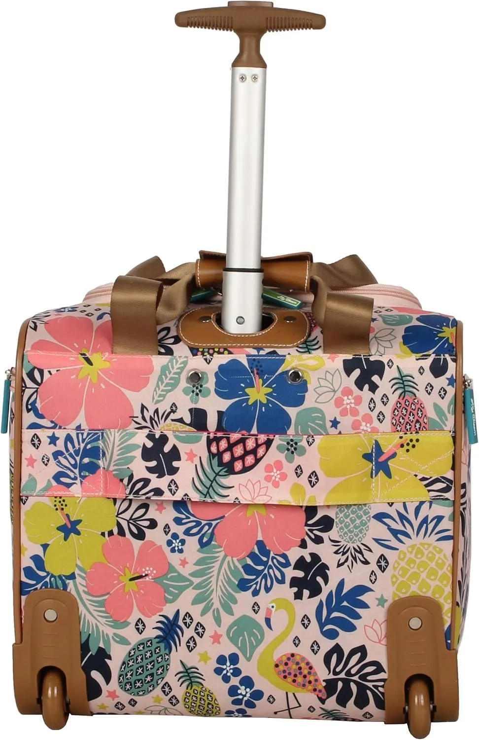 Lily Bloom Designer 15 Inch Carry On - Weekender Overnight Business Travel Luggage - Lightweight 2- Rolling Wheels Suitcase - Under Seat Rolling Bag for Women (Trop Pineapple)