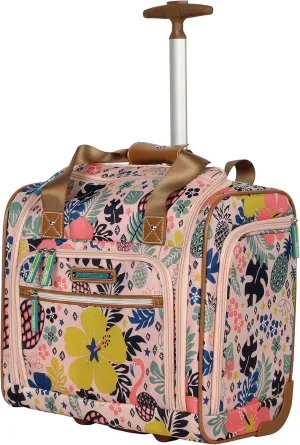 Lily Bloom Designer 15 Inch Carry On - Weekender Overnight Business Travel Luggage - Lightweight 2- Rolling Wheels Suitcase - Under Seat Rolling Bag for Women (Trop Pineapple)