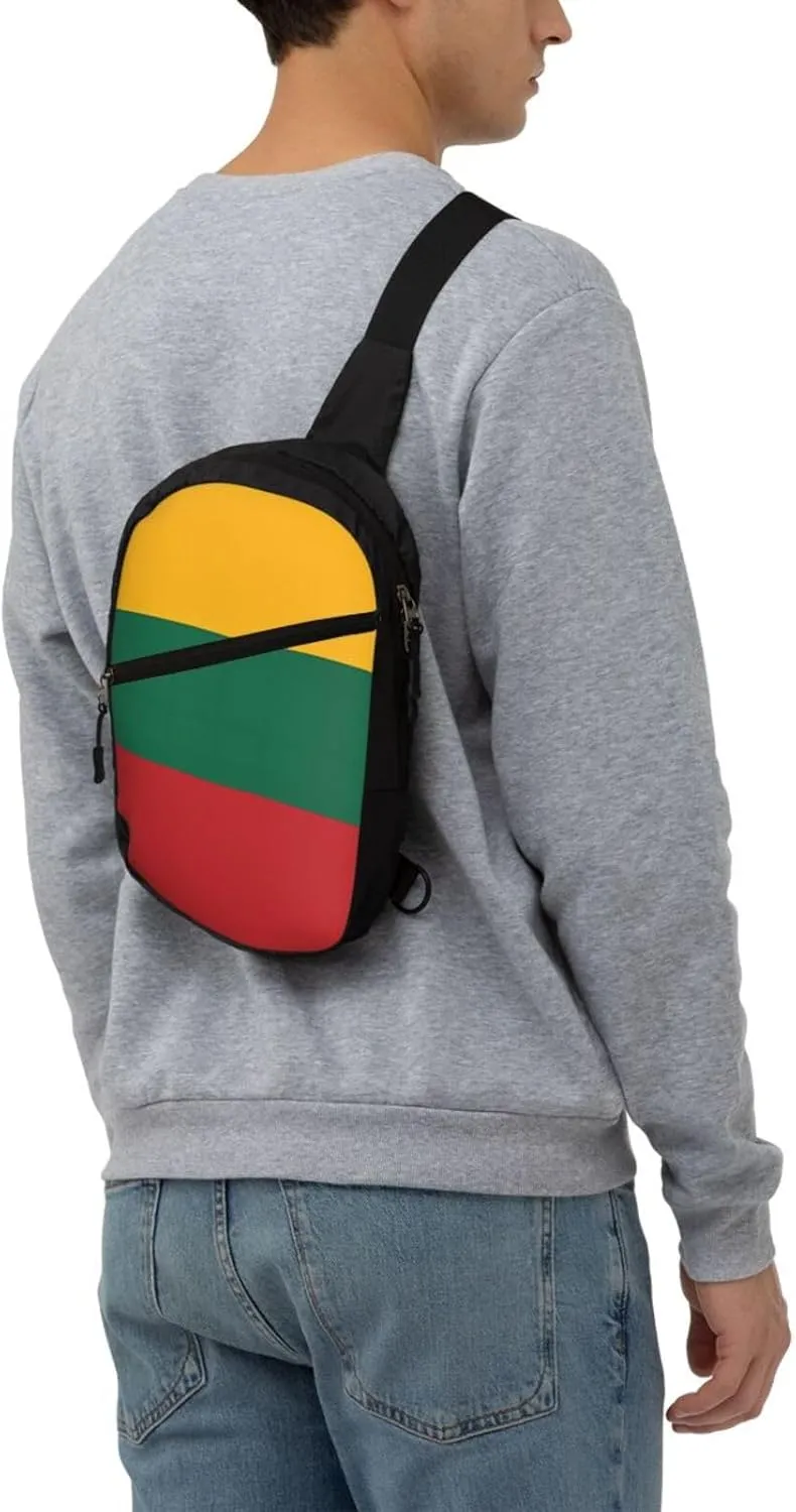 Lithuania Flag Packable Crossbody Bag Portable Sling Bags Foldable Travel Daypack Reusable Sports Shoulder Backpack Diagonally Chest Bag for Workout