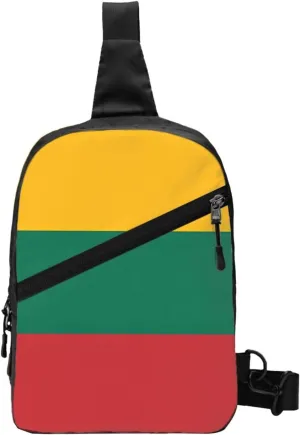 Lithuania Flag Packable Crossbody Bag Portable Sling Bags Foldable Travel Daypack Reusable Sports Shoulder Backpack Diagonally Chest Bag for Workout