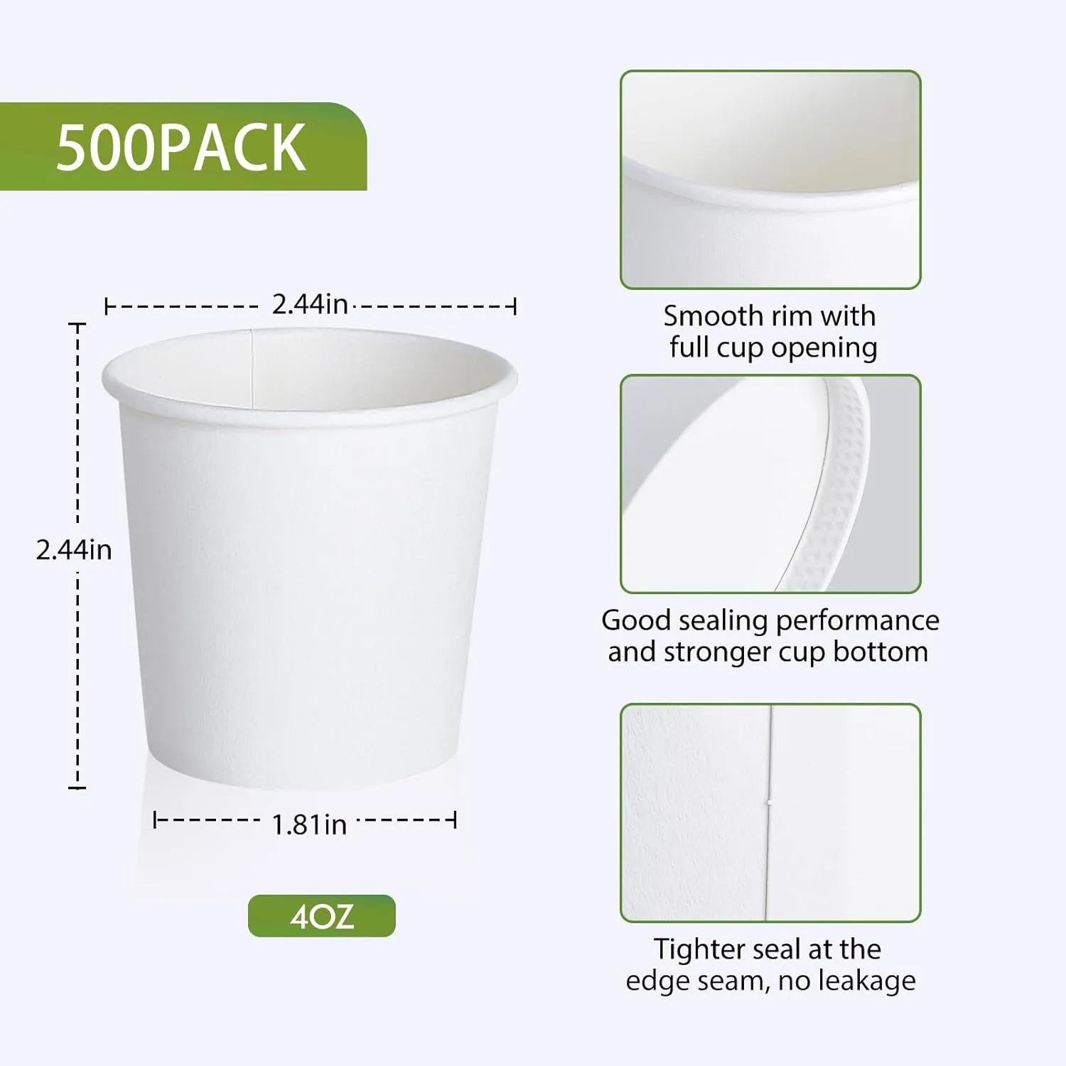 LITOPAK 500 Pack 4 oz Paper Cups, White Disposable Paper Coffee Cups for Party, Picnic, and Travel