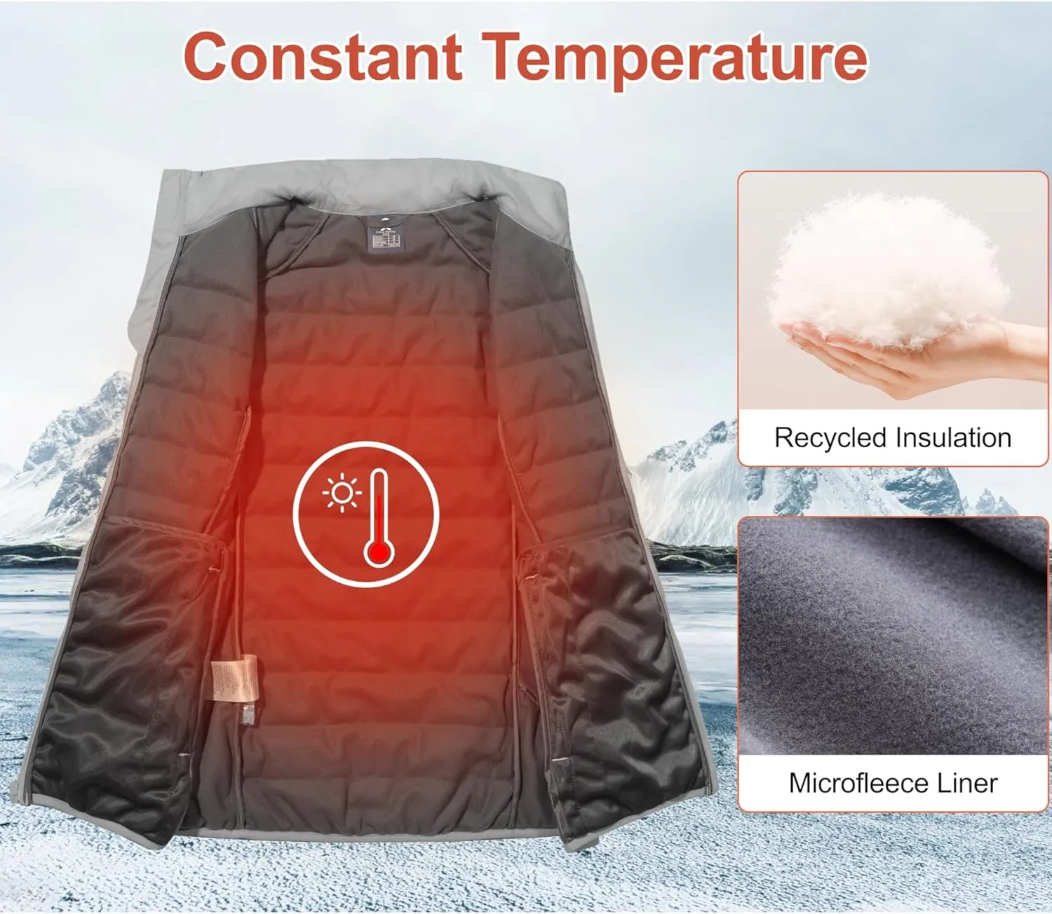 Little Donkey Andy Men's Packable Lightweight Puffer Vest with Recycled Insulation for Running Golf
