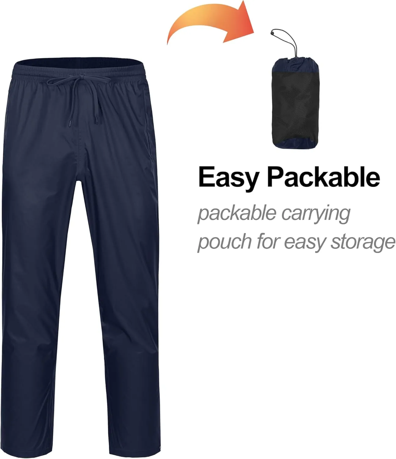 Little Donkey Andy Women's Lightweight Packable Waterproof Rain Pants with Pockets for Hiking Travel Fishing