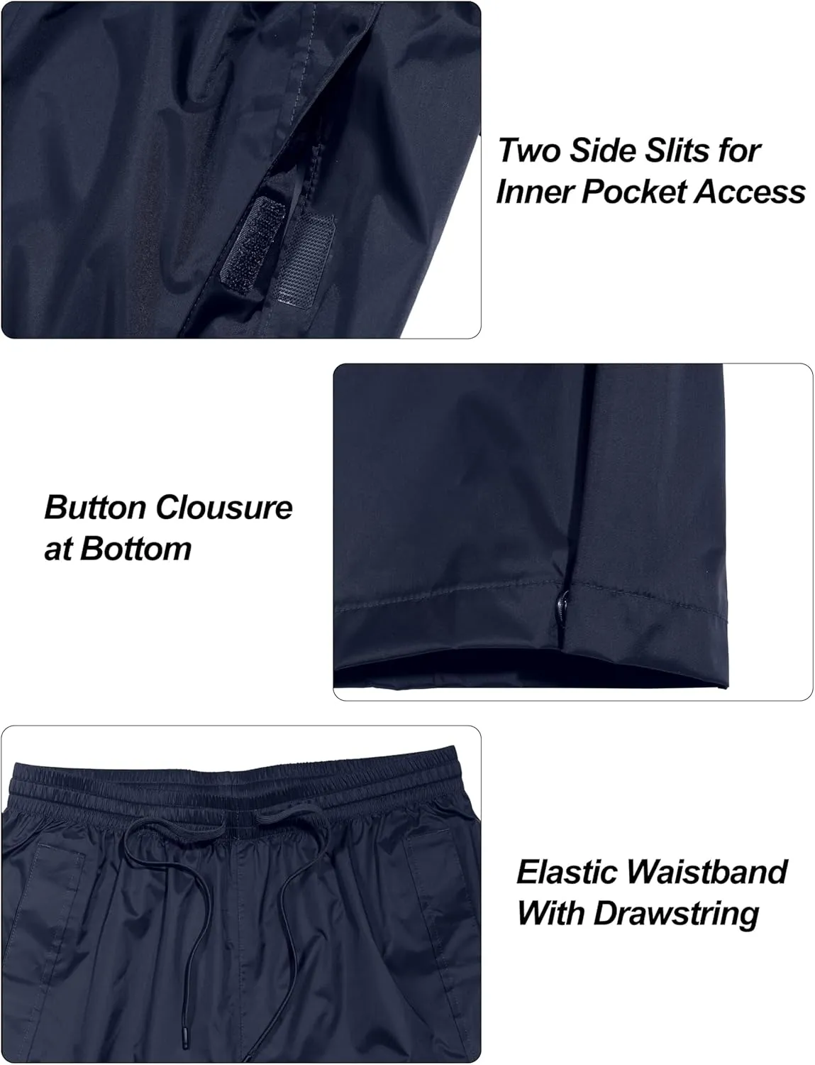Little Donkey Andy Women's Lightweight Packable Waterproof Rain Pants with Pockets for Hiking Travel Fishing