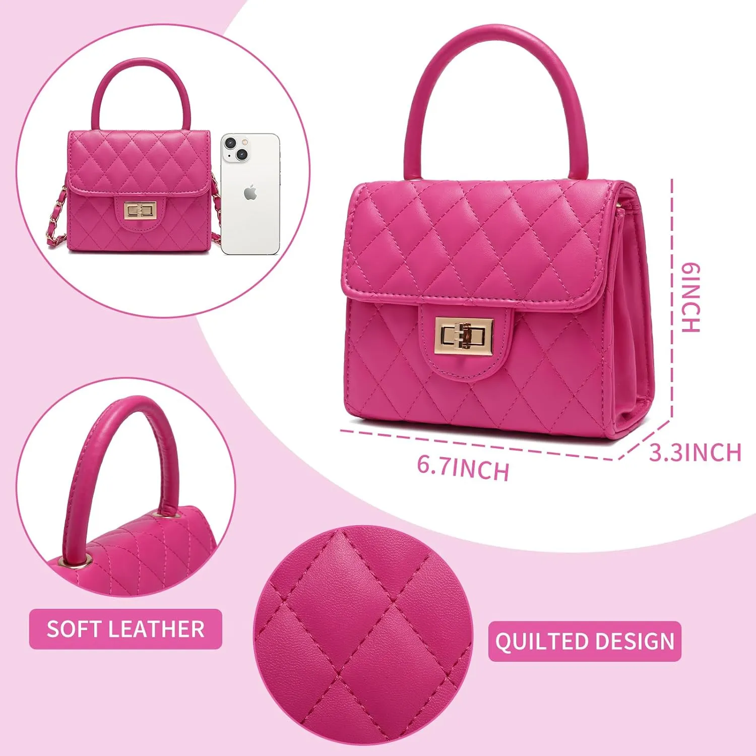 Little Girl Purse Toddler Purse Childrens Purses for Girls (Hot Pink)