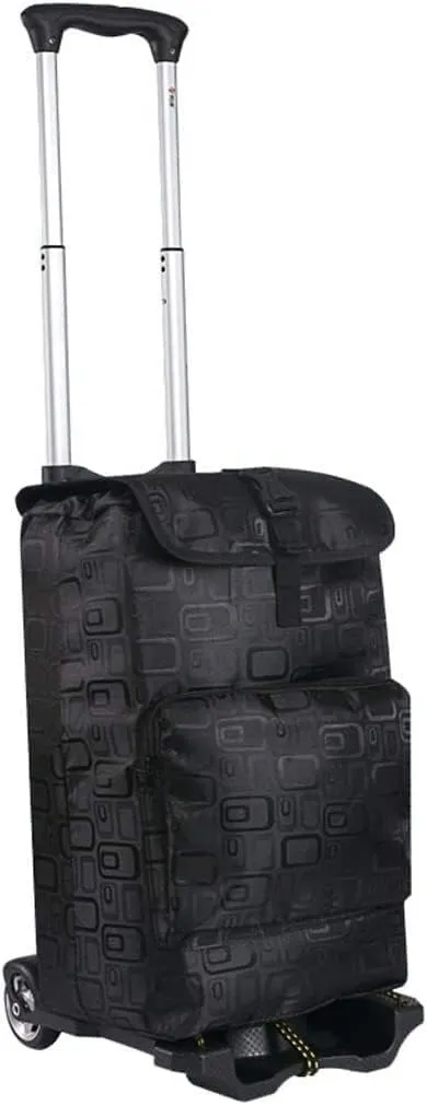 LJYT Shopping Cart Folding Shopping Cart Telescopic Trolley Car Trolley Four-Wheeled Household Luggage Trolley Car (Color : with Shopping Bag)