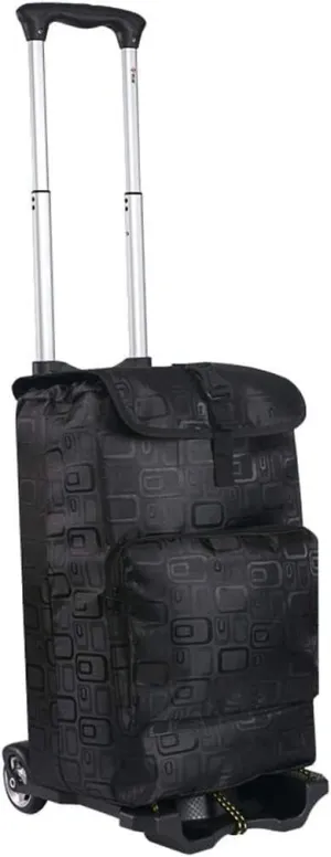 LJYT Shopping Cart Folding Shopping Cart Telescopic Trolley Car Trolley Four-Wheeled Household Luggage Trolley Car (Color : with Shopping Bag)