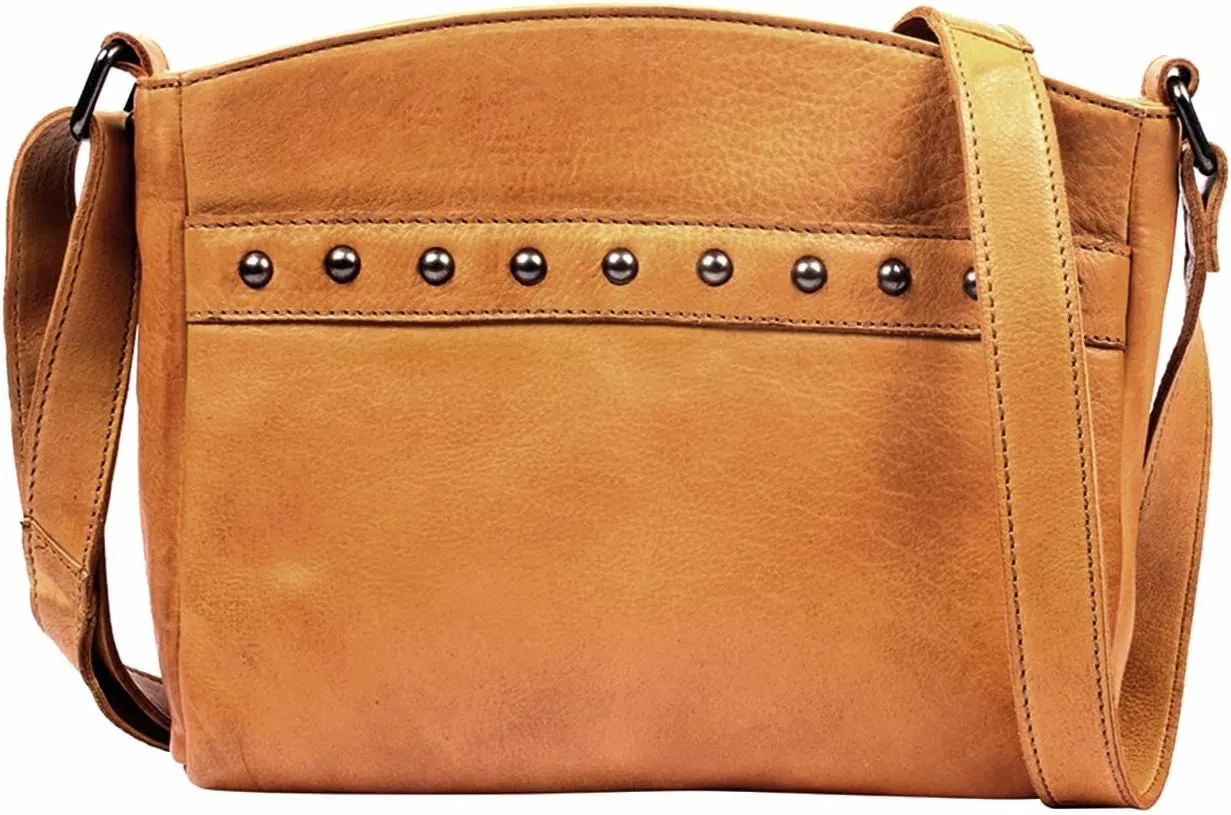 Locking Concealed Carry Leather Purse Autumn Crossbody for Medium-Frame Handgun with Universal Holster