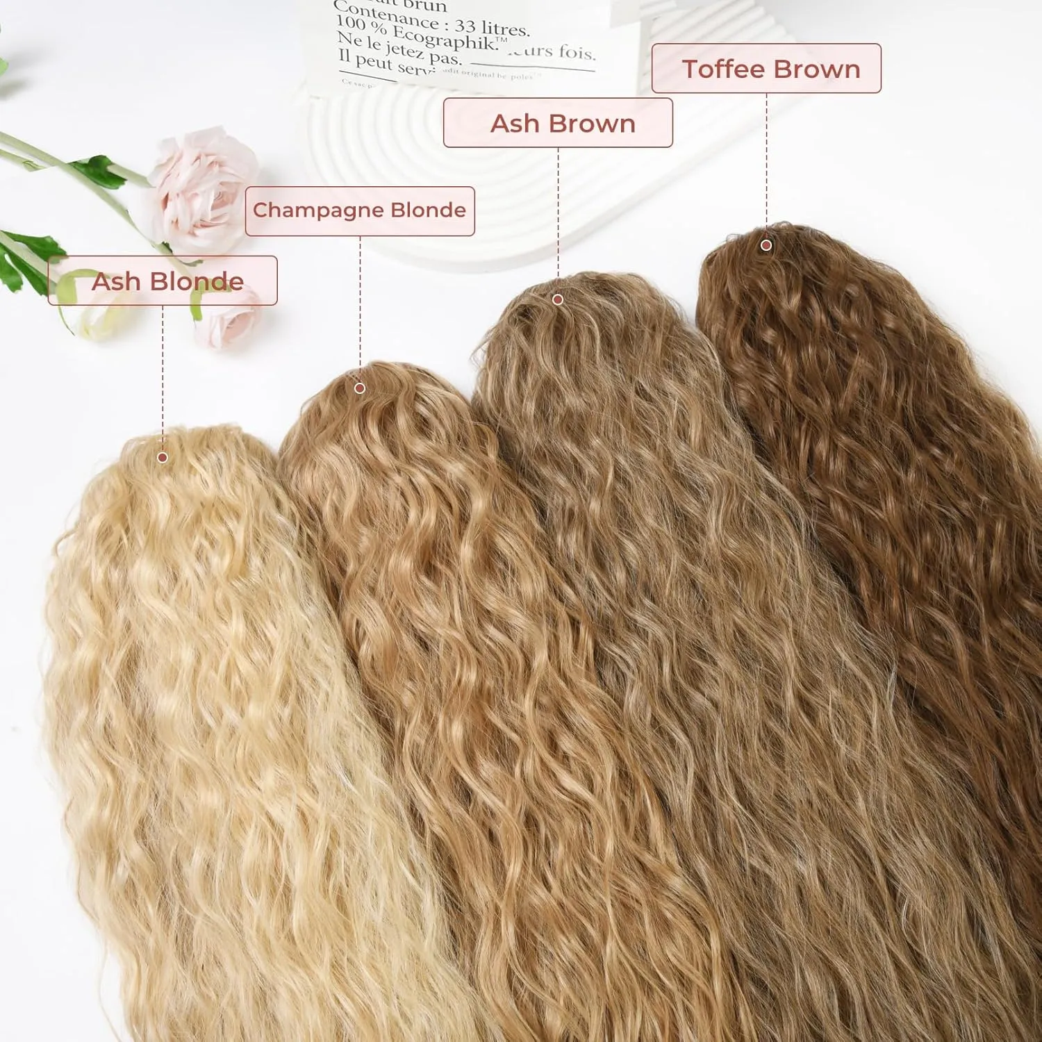 LONAI Ponytail Extension, 34" Long Wavy Drawstring Ponytail Extensions, DP001 Softer Lighter 80% Japanese Import Synthetic Clip in Hair Extensions Natural Looking Hairpiece for Women-Honey Blonde