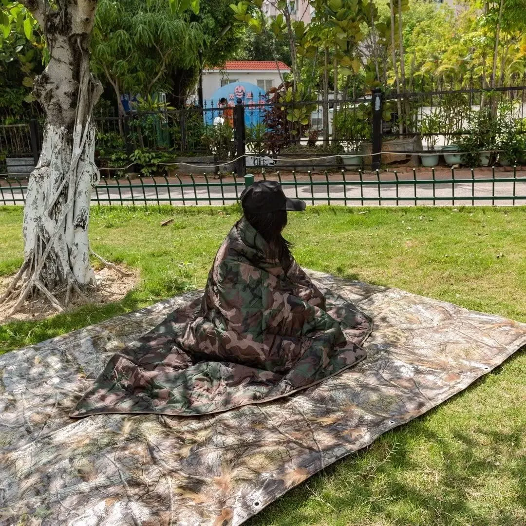 LOOGU Camo Blanket Waterproof Insulation Poncho Liner for Outdoor Camping, Hiking, Hunting, Survival, Backpacking, Picnicking