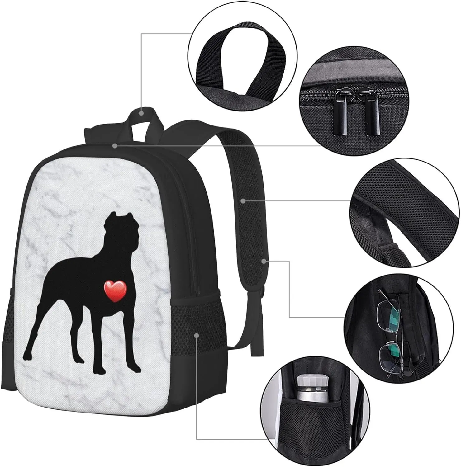 Love Pit Bull Classic Large Capacity Travel Backpack, Men Women Fashion Outdoor Camping Bag