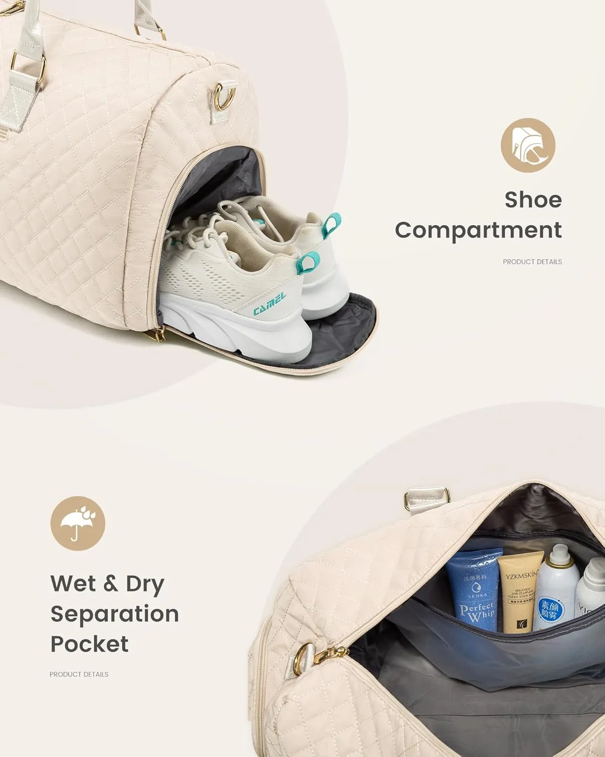 LOVEVOOK Travel Duffle Bag, Weekender Bag for Women with Toiletry Bag, Carry on Overnight Bag with Shoe Compartment,Gym Duffel Bag with Wet Pocket,Mommy Hospital Bags for Labor and Delivery 3Pcs