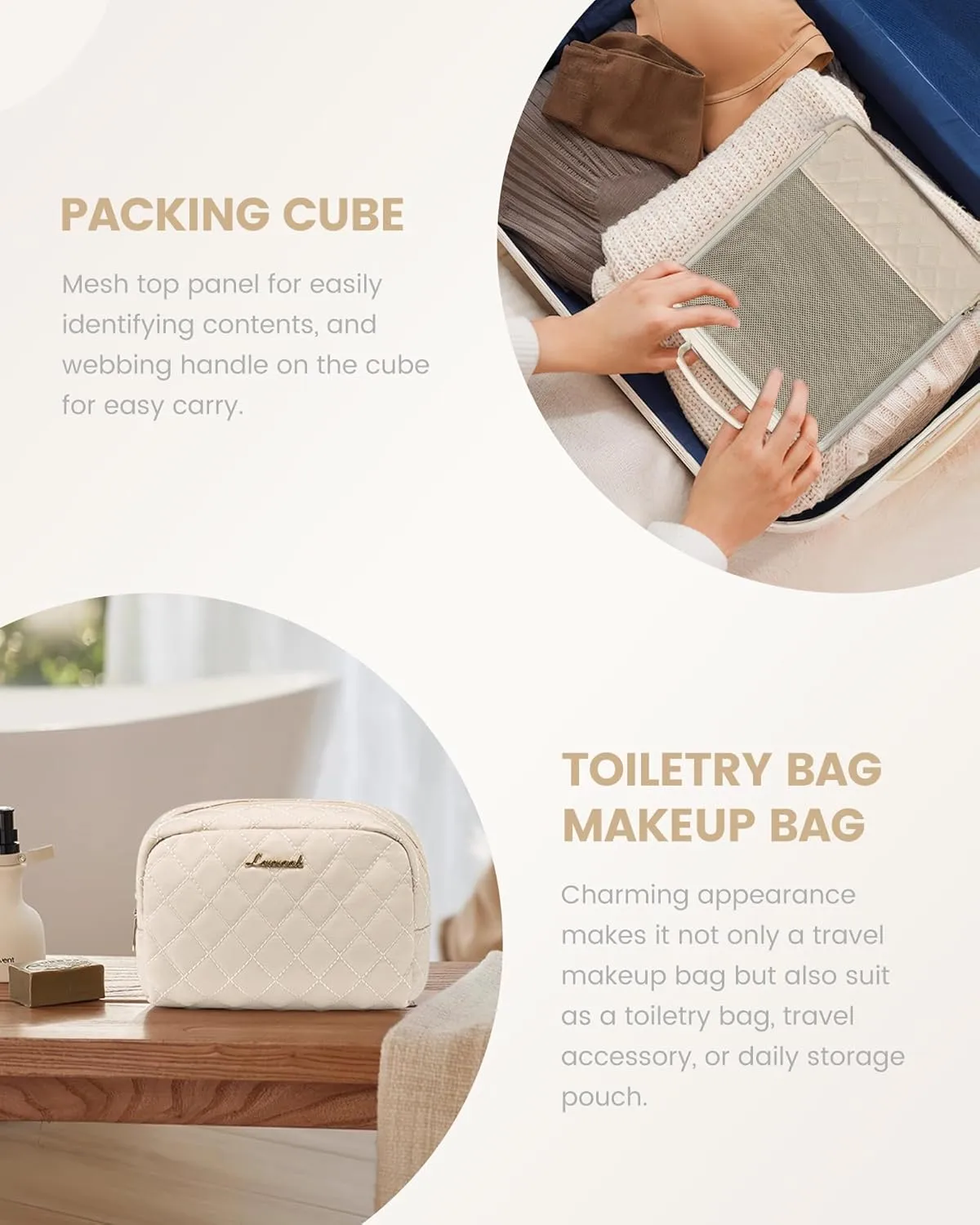 LOVEVOOK Travel Duffle Bag, Weekender Bag for Women with Toiletry Bag, Carry on Overnight Bag with Shoe Compartment,Gym Duffel Bag with Wet Pocket,Mommy Hospital Bags for Labor and Delivery 3Pcs