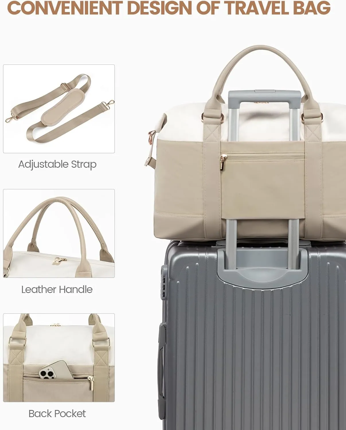 LOVEVOOK Travel Duffle Bag Women,Weekender Bags with Clear Toiletry, Carry on Overnight with Shoe Bag,Hospital Bags for Labor Delivery with Packing Cube