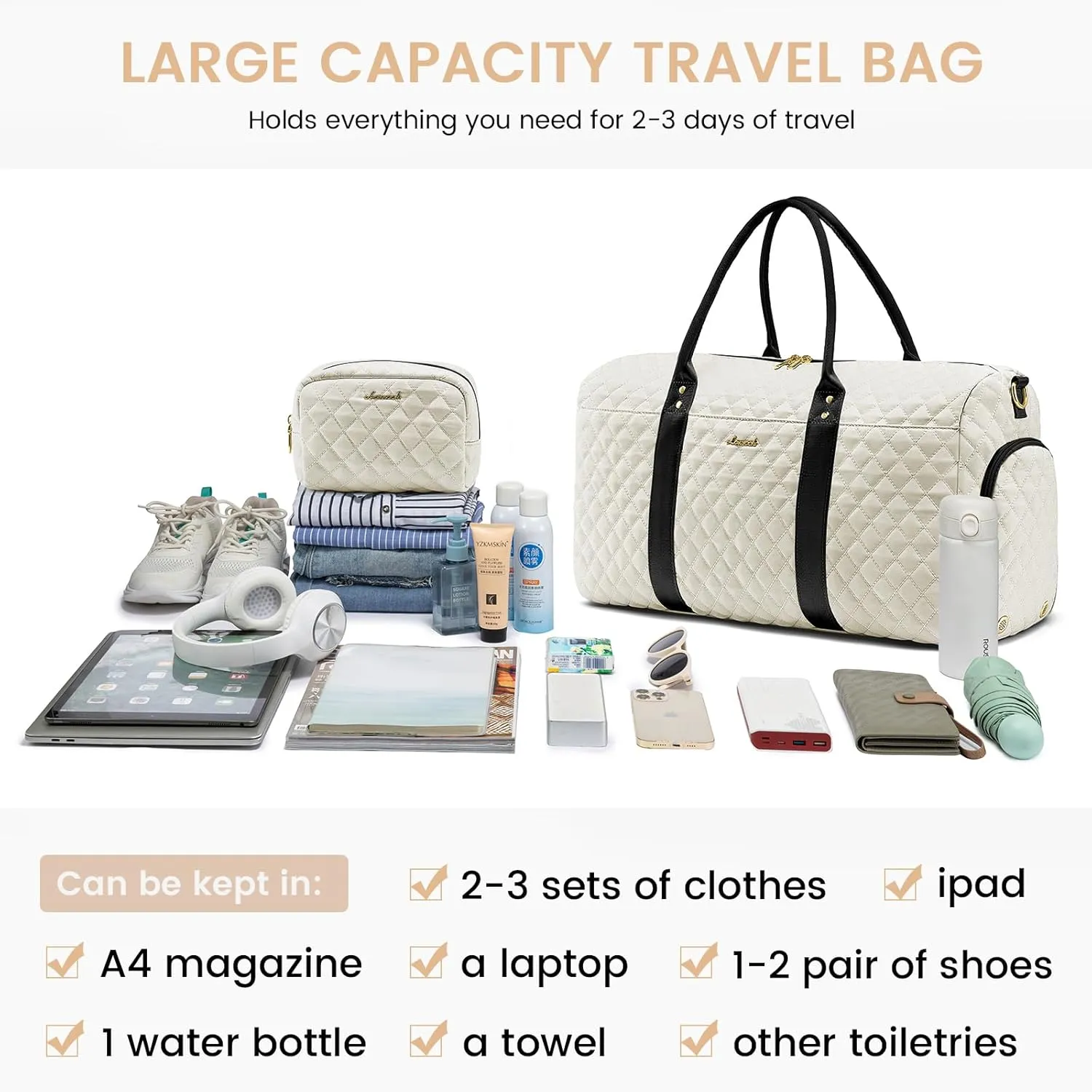 LOVEVOOK Travel Duffle Bag,Carry on Overnight Bag with Shoe Compartment,Weekender Bags for Women with Toiletry Bag,Gym Duffel Bag with Wet Pocket,Hospital Bags for Labor and Delivery