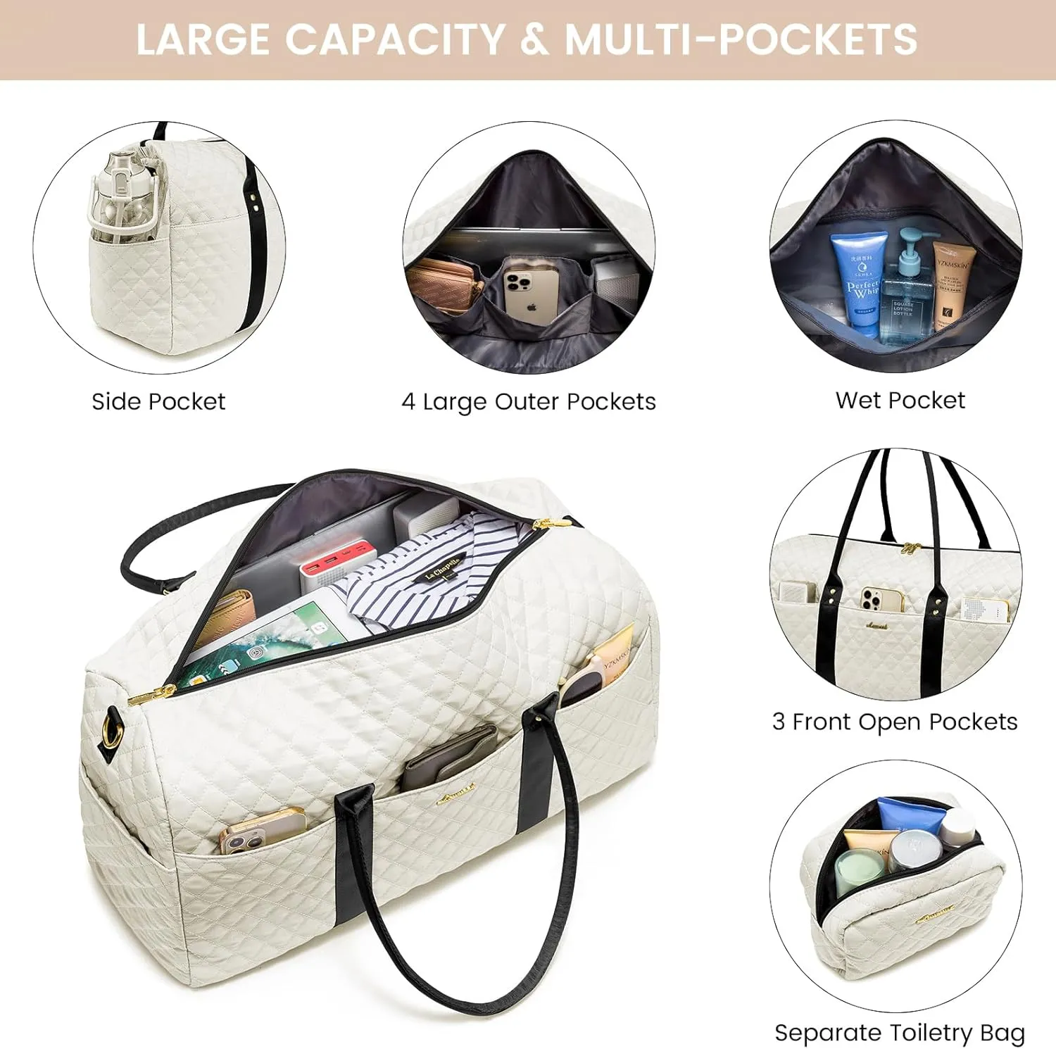 LOVEVOOK Travel Duffle Bag,Carry on Overnight Bag with Shoe Compartment,Weekender Bags for Women with Toiletry Bag,Gym Duffel Bag with Wet Pocket,Hospital Bags for Labor and Delivery