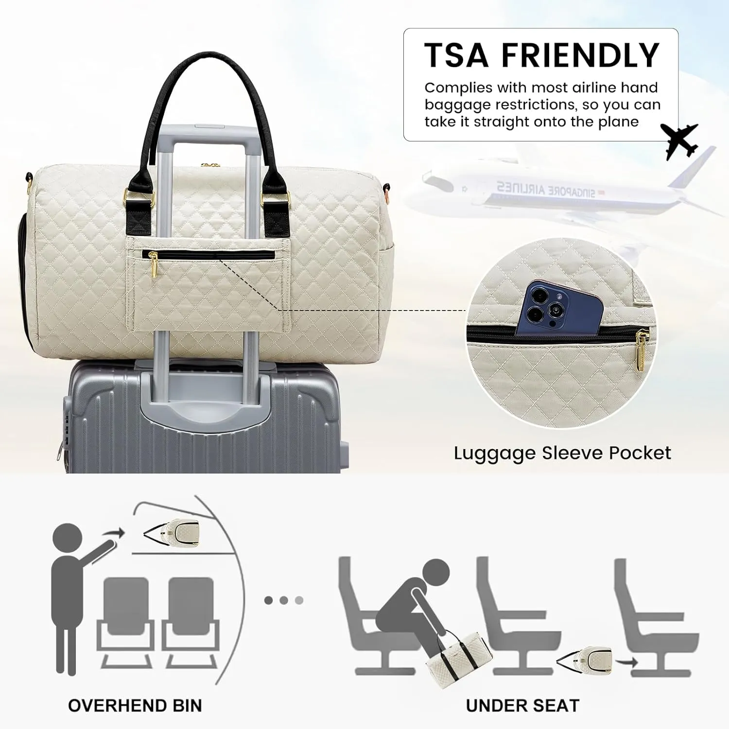 LOVEVOOK Travel Duffle Bag,Carry on Overnight Bag with Shoe Compartment,Weekender Bags for Women with Toiletry Bag,Gym Duffel Bag with Wet Pocket,Hospital Bags for Labor and Delivery