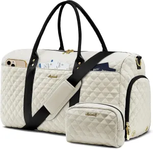 LOVEVOOK Travel Duffle Bag,Carry on Overnight Bag with Shoe Compartment,Weekender Bags for Women with Toiletry Bag,Gym Duffel Bag with Wet Pocket,Hospital Bags for Labor and Delivery
