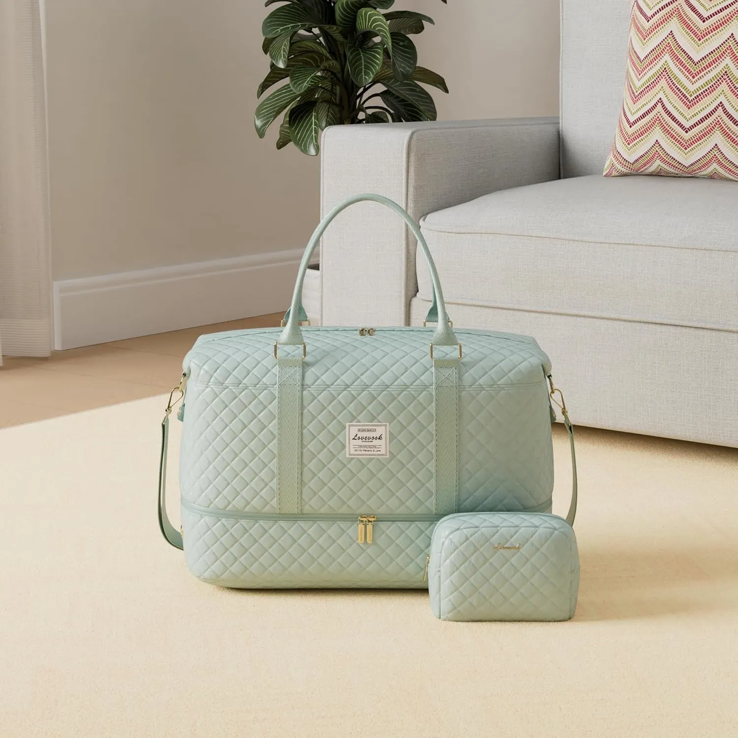 LOVEVOOK Travel Duffle Bag,Weekender Bags for Women with Shoe Compartment，Carry on Overnight Bag with Toiletry Bag,Gym Duffel Bag with Wet Pocket, Hospital Bags for Labor and Delivery